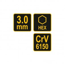 56642 VOREL Cheie hexagonala 3 mm Allen cu maner T..